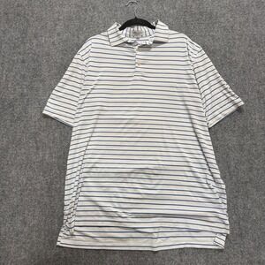 VTG Peter Millar Summer Comfort Polo Shirt Men's L White Striped Patterned